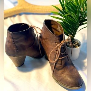 MIA Shawna Brown Lace-Up Booties